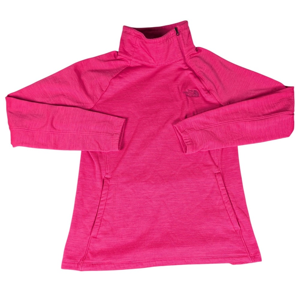The North Face Womens Pink Asymmetrical Quarter Zip Ribbed Fleece Pullover
